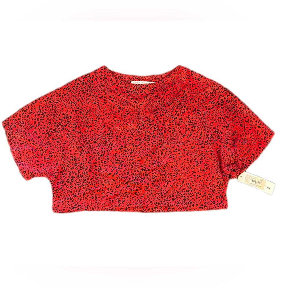Red leopard print crop top. Size M